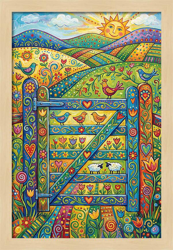 Rural Gate In Vibrant Landscape