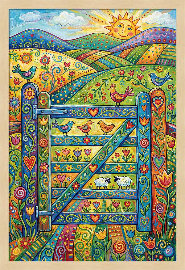 Rural Gate In Vibrant Landscape