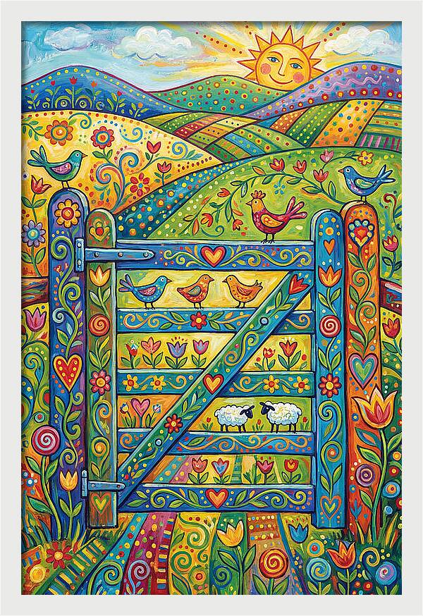 Rural Gate In Vibrant Landscape