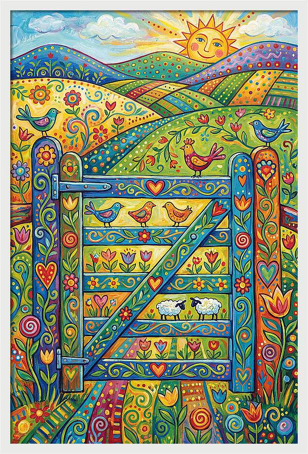 Rural Gate In Vibrant Landscape