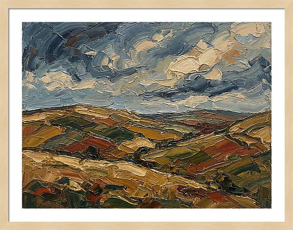 Rural Landscape In Palette Knife Style