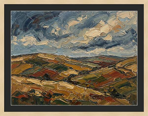 Rural Landscape In Palette Knife Style