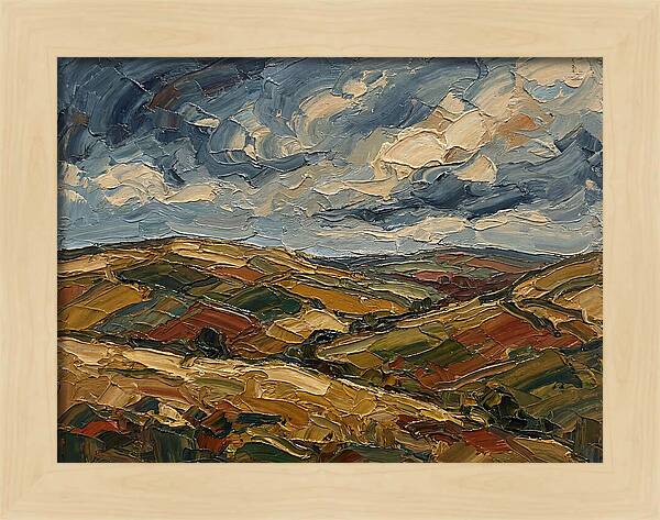 Rural Landscape In Palette Knife Style