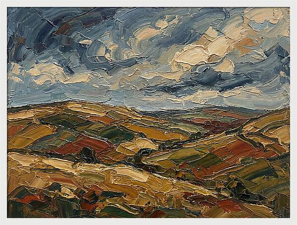 Rural Landscape In Palette Knife Style