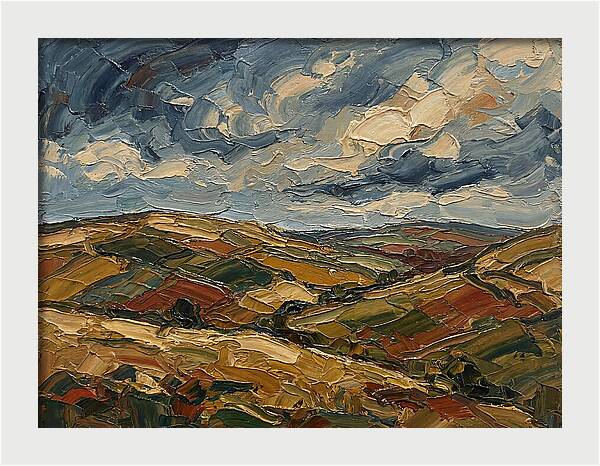 Rural Landscape In Palette Knife Style