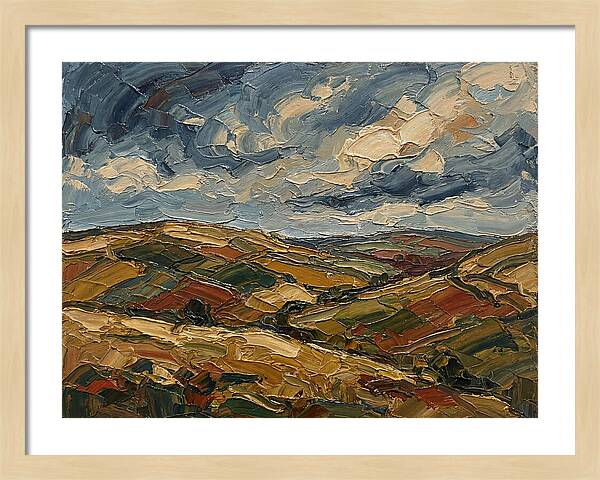 Rural Landscape In Palette Knife Style