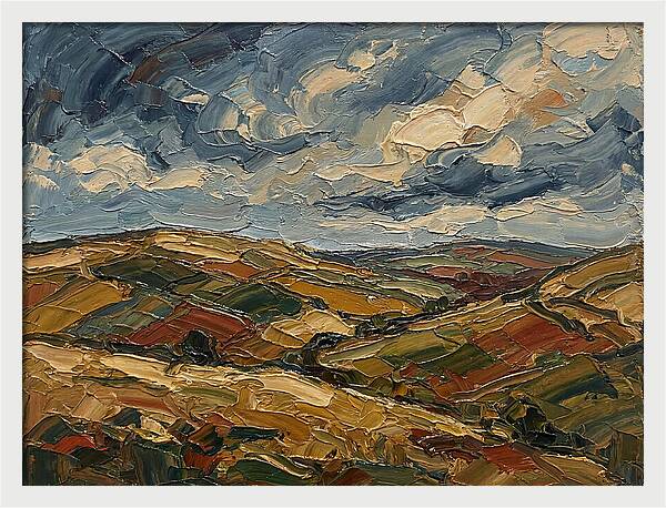 Rural Landscape In Palette Knife Style