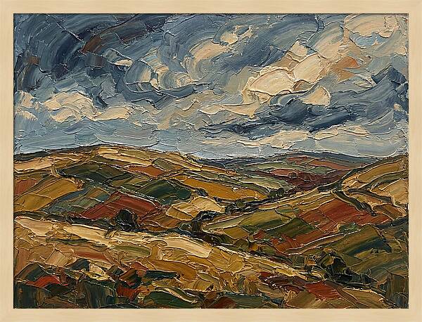 Rural Landscape In Palette Knife Style