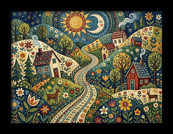 Rural Road Through Vibrant Hills