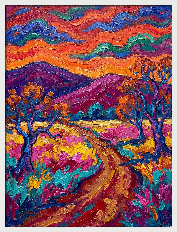 Rural Road Under Vibrant Skies