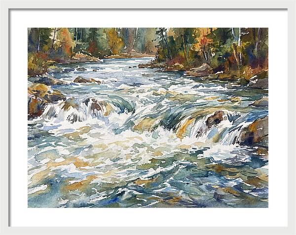 Rushing Rapids In Watercolor
