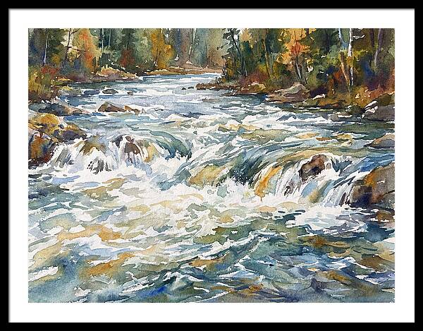 Rushing Rapids In Watercolor