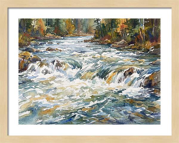 Rushing Rapids In Watercolor