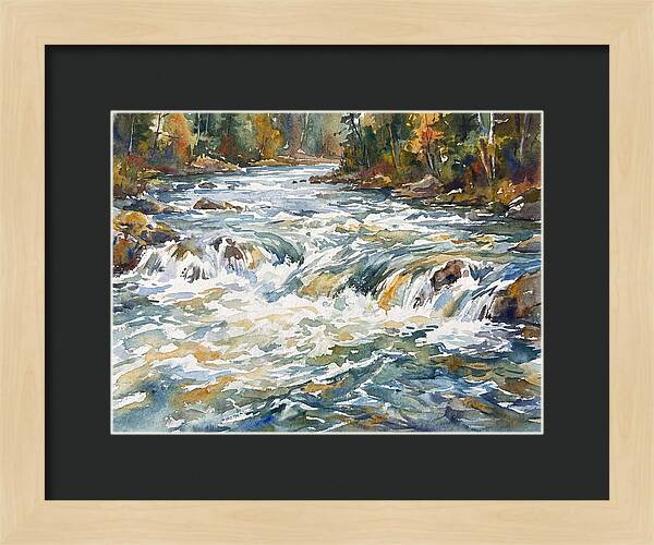 Rushing Rapids In Watercolor