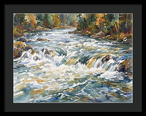 Rushing Rapids In Watercolor