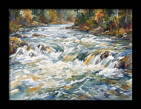 Rushing Rapids In Watercolor