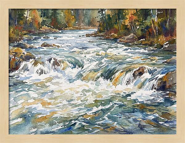 Rushing Rapids In Watercolor