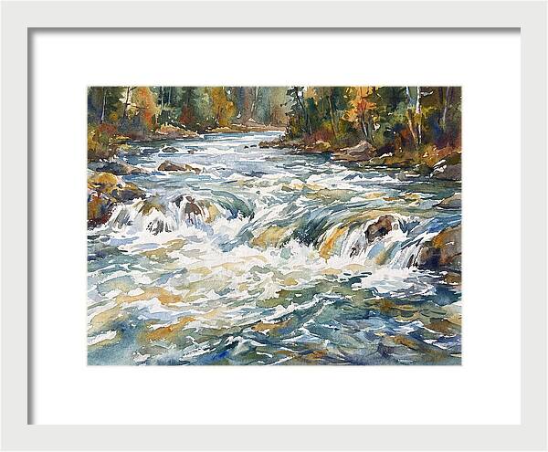 Rushing Rapids In Watercolor
