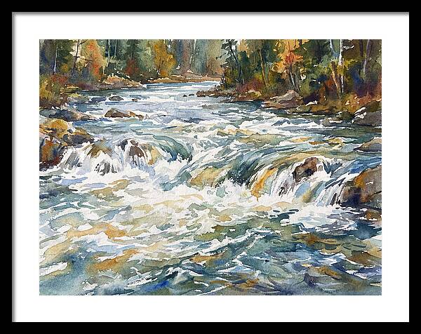 Rushing Rapids In Watercolor