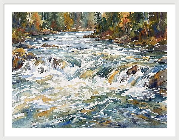 Rushing Rapids In Watercolor