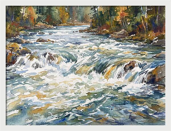 Rushing Rapids In Watercolor