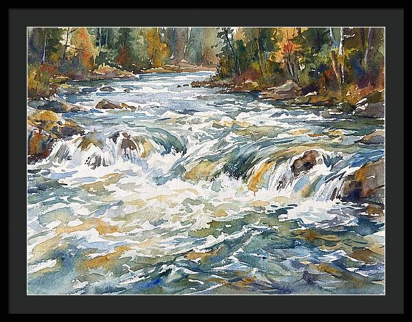 Rushing Rapids In Watercolor