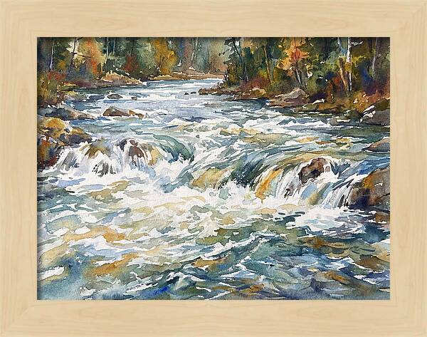 Rushing Rapids In Watercolor