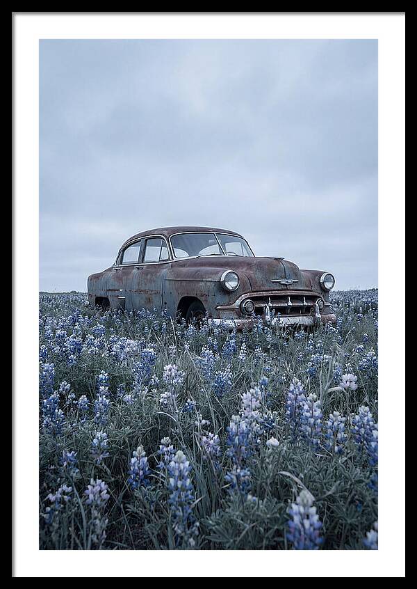 Rusted Classic Car Among Wildflowers