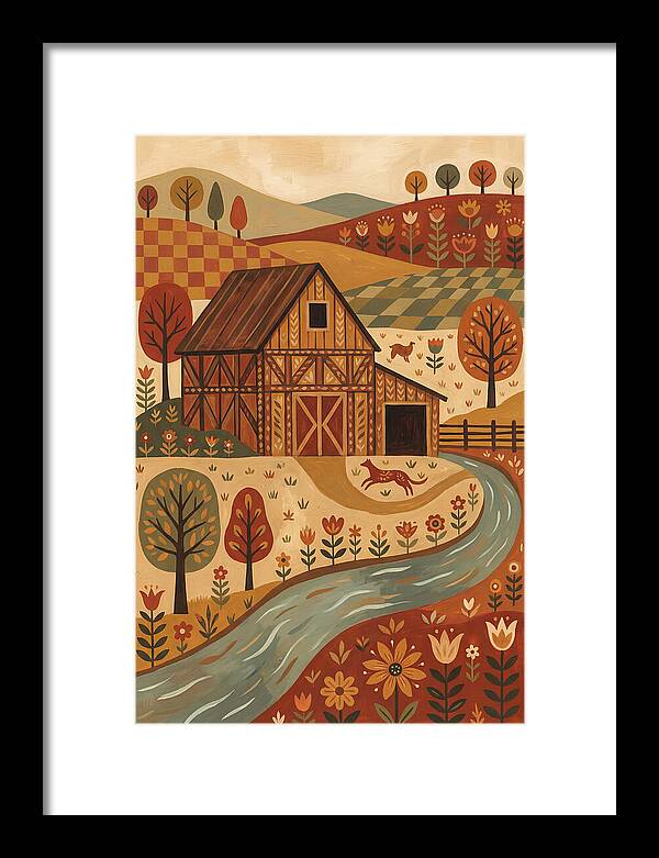 Rustic Barn In Autumn Landscape