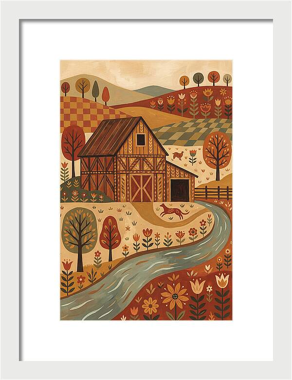 Rustic Barn In Autumn Landscape