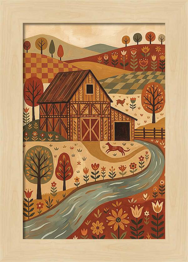 Rustic Barn In Autumn Landscape