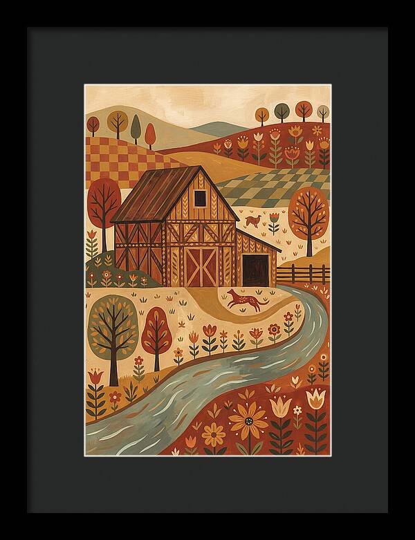 Rustic Barn In Autumn Landscape