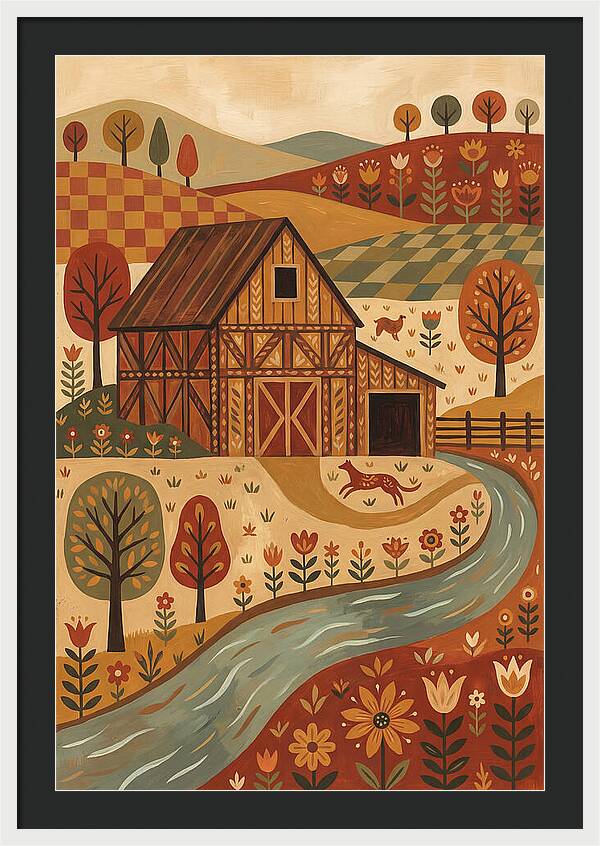 Rustic Barn In Autumn Landscape
