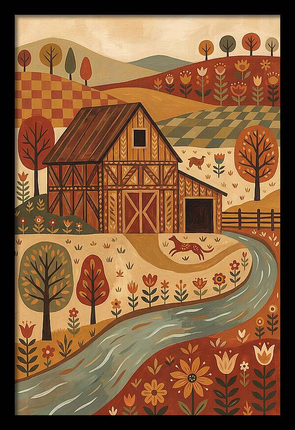 Rustic Barn In Autumn Landscape