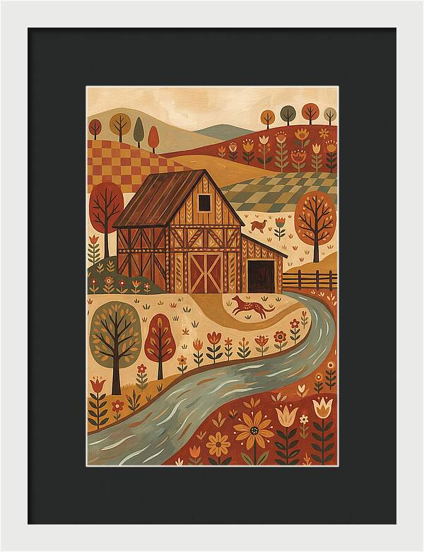 Rustic Barn In Autumn Landscape