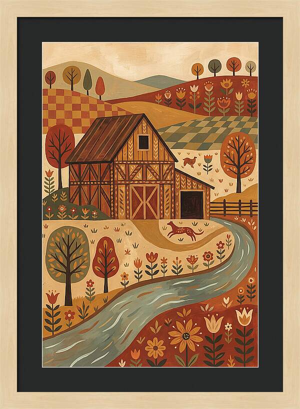 Rustic Barn In Autumn Landscape