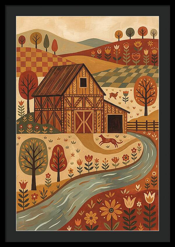 Rustic Barn In Autumn Landscape