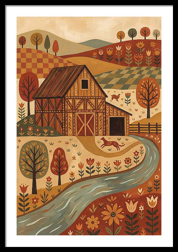 Rustic Barn In Autumn Landscape