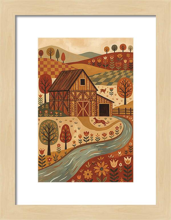 Rustic Barn In Autumn Landscape