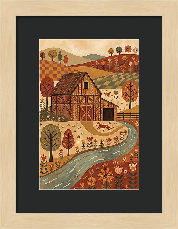 Rustic Barn In Autumn Landscape
