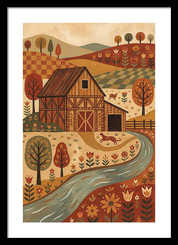 Rustic Barn In Autumn Landscape