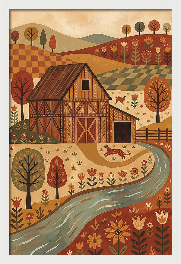 Rustic Barn In Autumn Landscape
