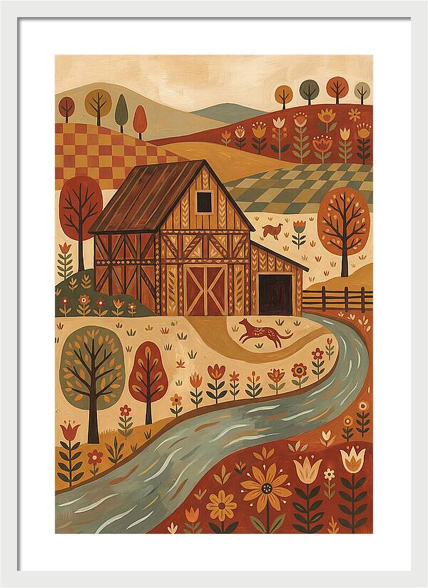 Rustic Barn In Autumn Landscape