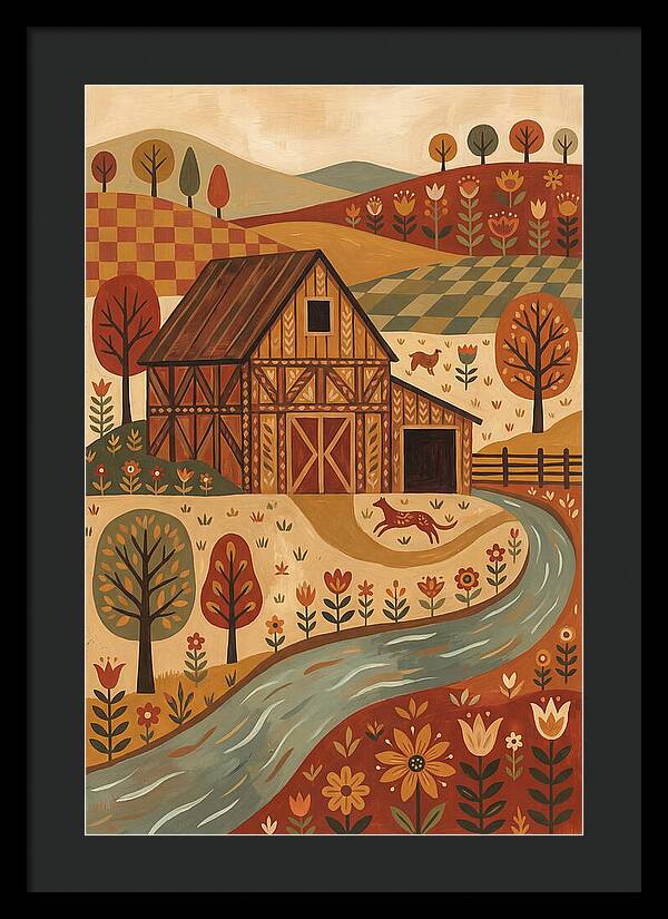 Rustic Barn In Autumn Landscape