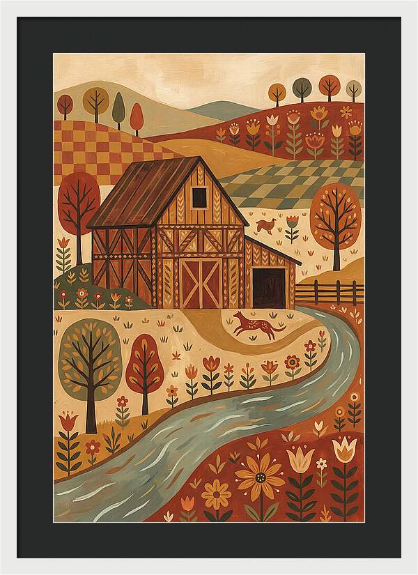 Rustic Barn In Autumn Landscape