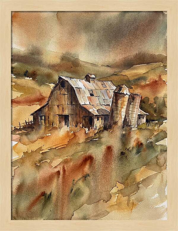 Rustic Barn In Watercolor