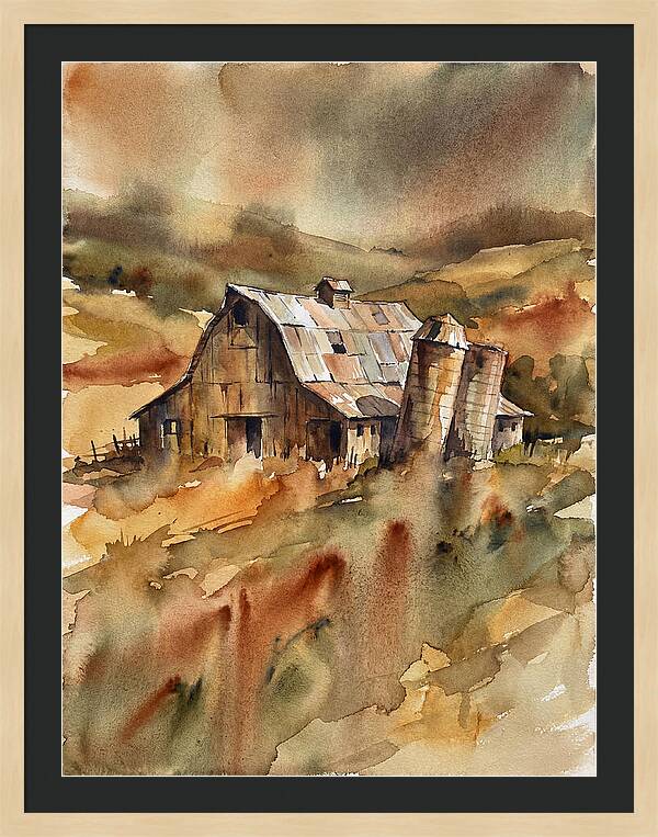 Rustic Barn In Watercolor