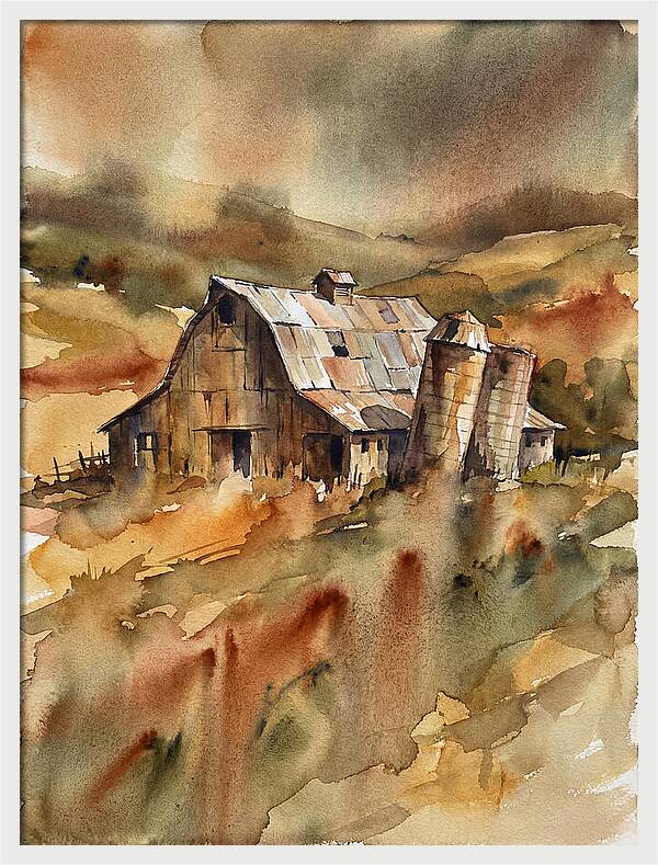 Rustic Barn In Watercolor