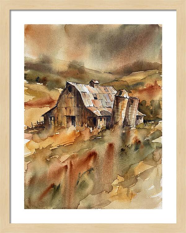 Rustic Barn In Watercolor