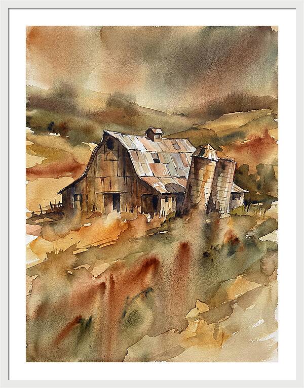 Rustic Barn In Watercolor
